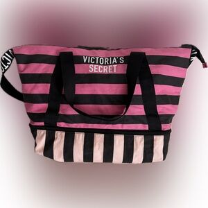 Victoria's Secret Striped Pink and Black Travel Bag